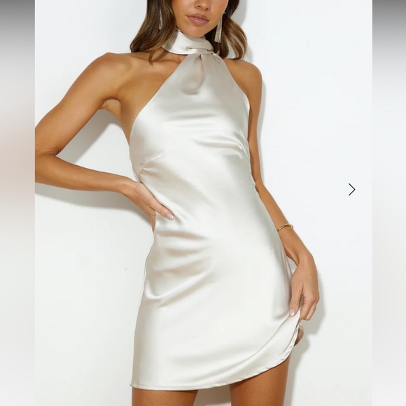 Hello Molly Dresses & Skirts - Satin mini dress with neck wrap never been worn (only for video)